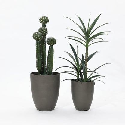 2-Piece HDPE Tall Tapered Round Plastic Pot Planters Set, Husky Gray (Set of 2)